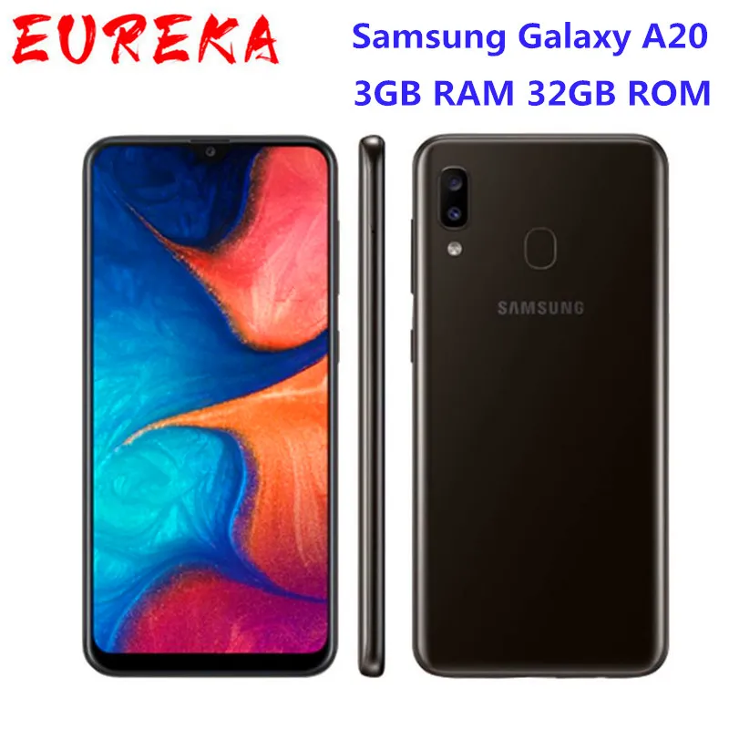 Восстановленная Samsung Galaxy A20 6,4 дюйма Octa Core 3GB RAM 32GB ROM 13MP камера Android 9.0 4000 мАч одиночный SIM-телефон