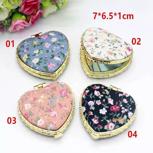 Maquillage Compact Pocket Floral Mirror Portable Two-side Folding Make Up Mirror Women Vintage Cosmetic Mirrors