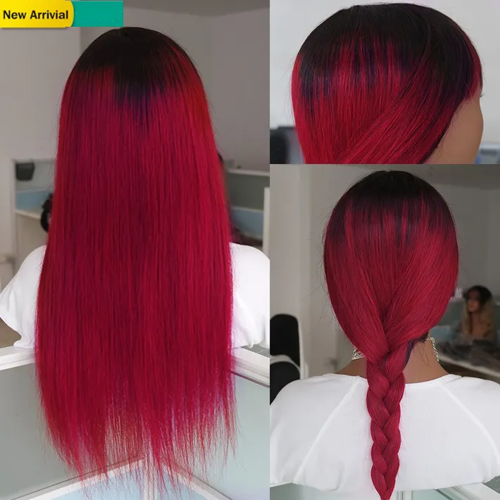 Dark red deals hair straight