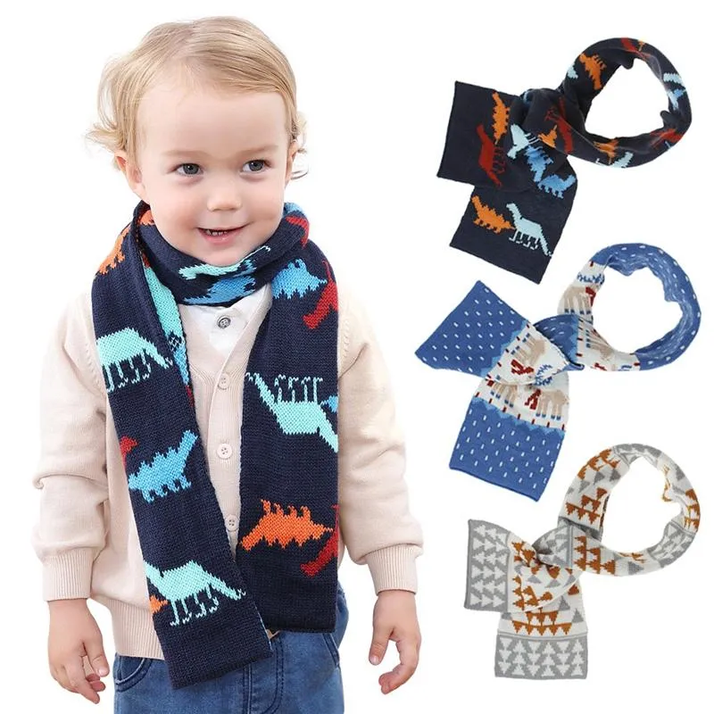 Darmowe DHL UPS Ins Kids Baby Scarves Dinozaur Miłość Heart Designer Baby Boys Girls Winter Znosić Dzieci Okładki Scraf