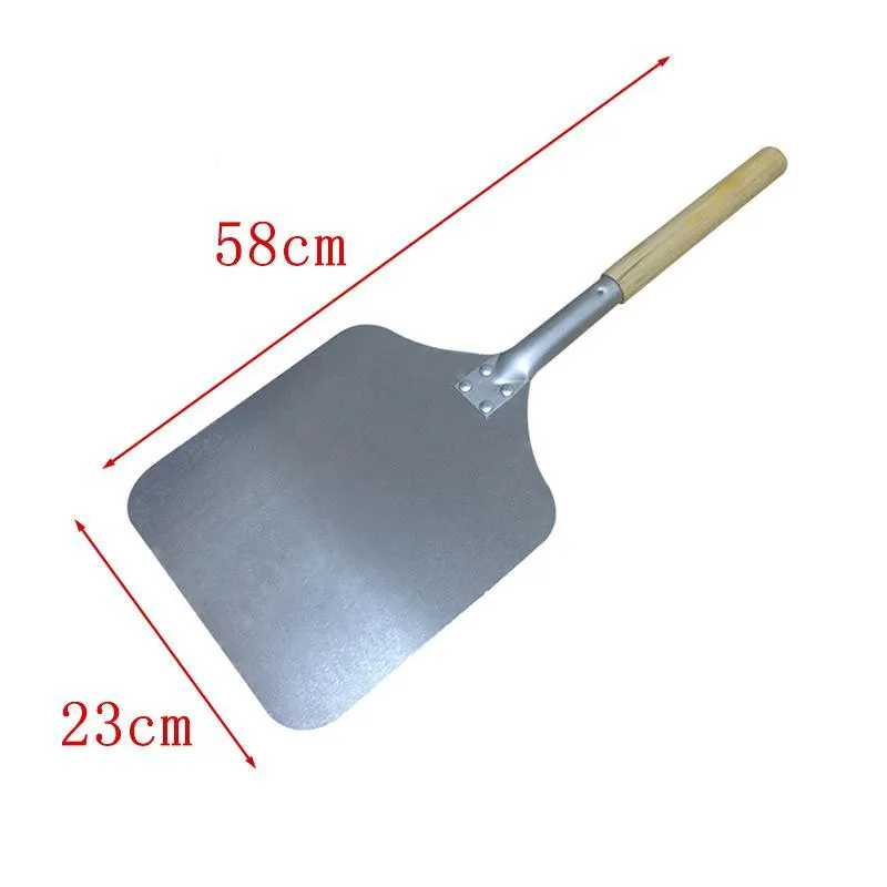 58cm Wood Aluminum Pizza Peel Square Kitchen Pizza Lift Shovel Pizza Cake Turner Spatula Kitchen Baking Pastry Tools Small Size