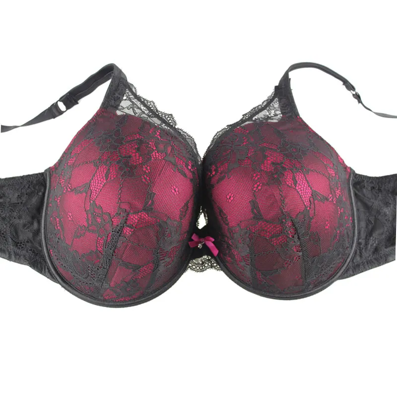 Bras Super Large Bra For Women Black/Red Color Push Up Sexy Lace