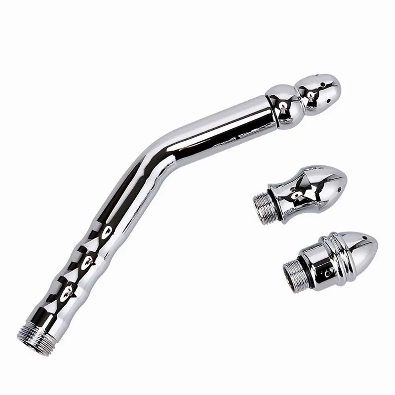 Newest Aluminum alloy Anal Plug Sex Toy Shower Enema Water Nozzle Metal 3 style Head Enema Vagina Anus Cleaning Kit/Faucet