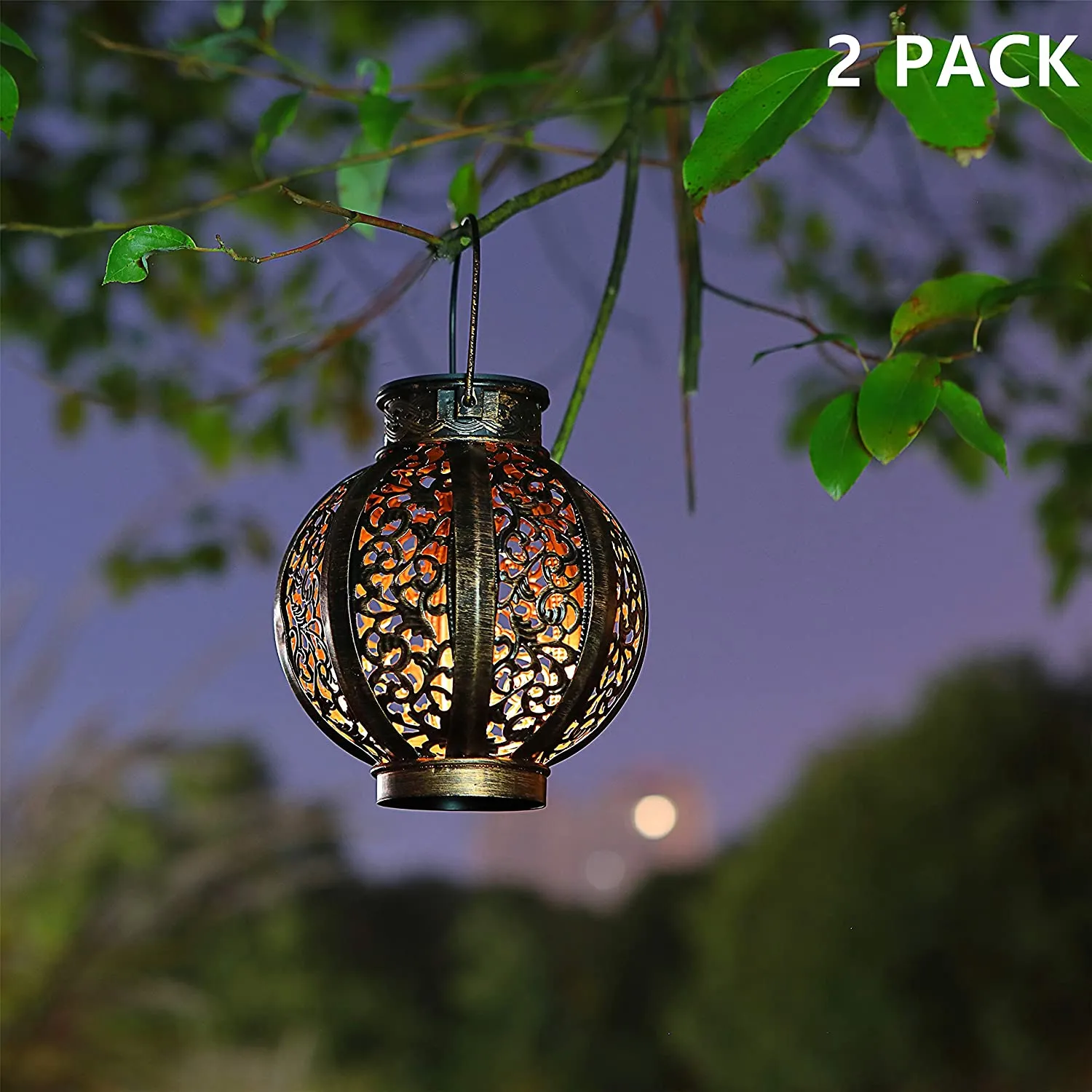 2 pack appendere le luci solari lanterne solari con la maniglia, solare  esterna Luci da giardino Decor per Yard Albero Fence Patio 6 lumen