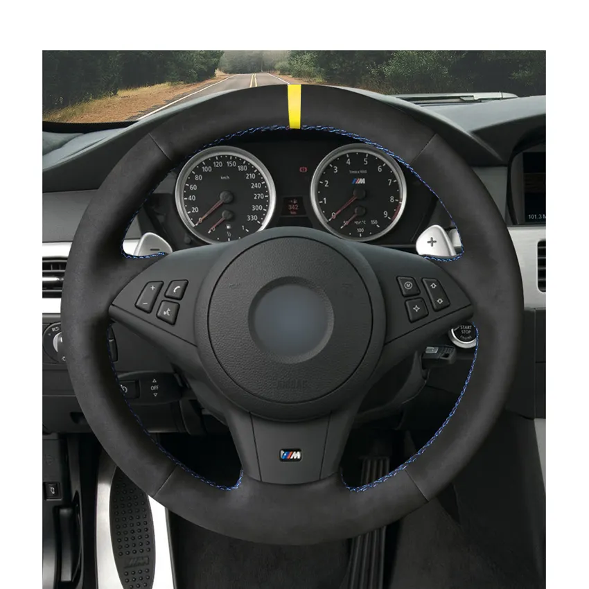 DIY-Black-Suede-Leather-Car-Steering-Wheel-Cover-for-BMW-E60-M5-2005-2008-E63-E64-2