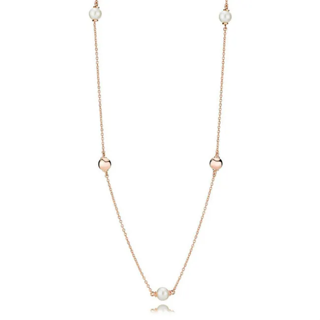 NOVO 100% 925 Sterling Silver Rose Gold Zircon Charme Cadeia De Clavícula flor forma redonda Colar Original Moda Jóias Presentes três