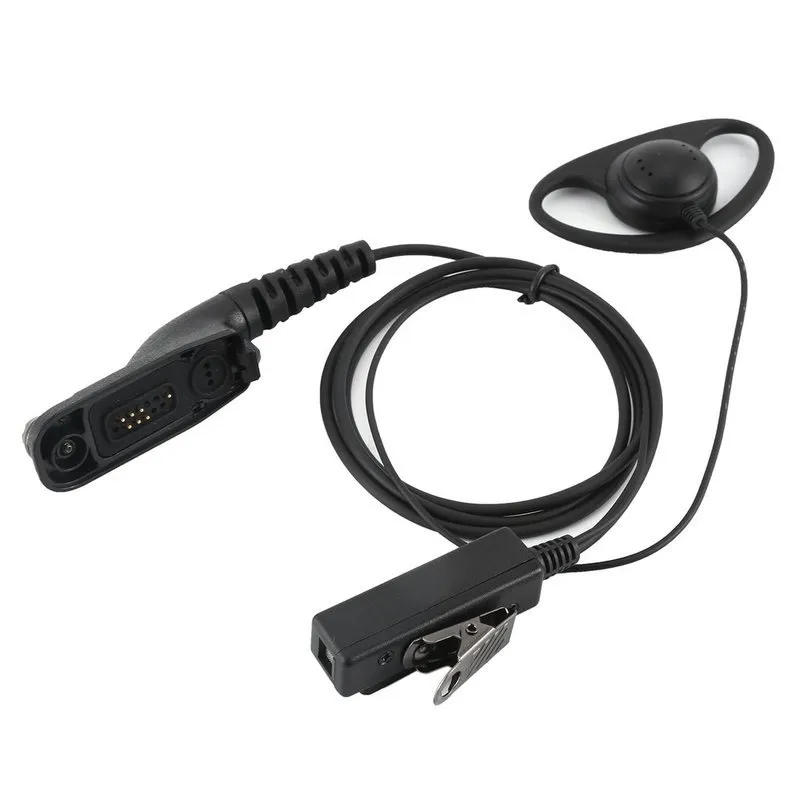 D-förmiger Kopfhörer PTT-Ohrhörer-Headset-Mikrofon für Motorola XiR P8668 P8268 APX 7000 XPR 6500 Funk-Sicherheitstürmonitor Schwarz