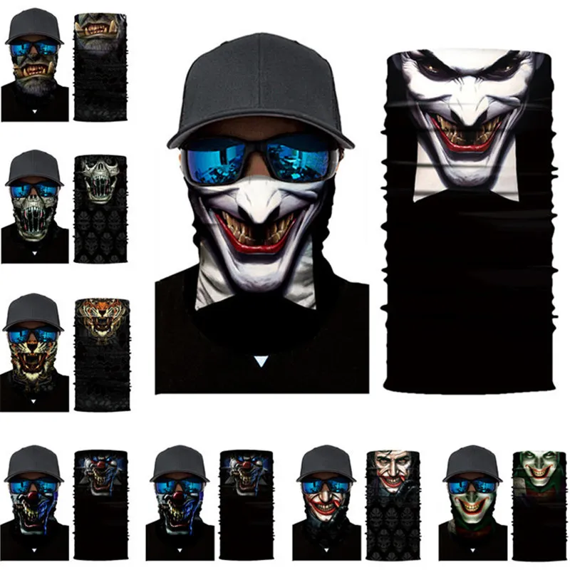 Magic Scarf Bandana Designer Ansiktsmaskar Animal Pattern Multifunktionell Outdoor Headscarf Andningsskydd Skull Crow Mask 500pcs T1i2279