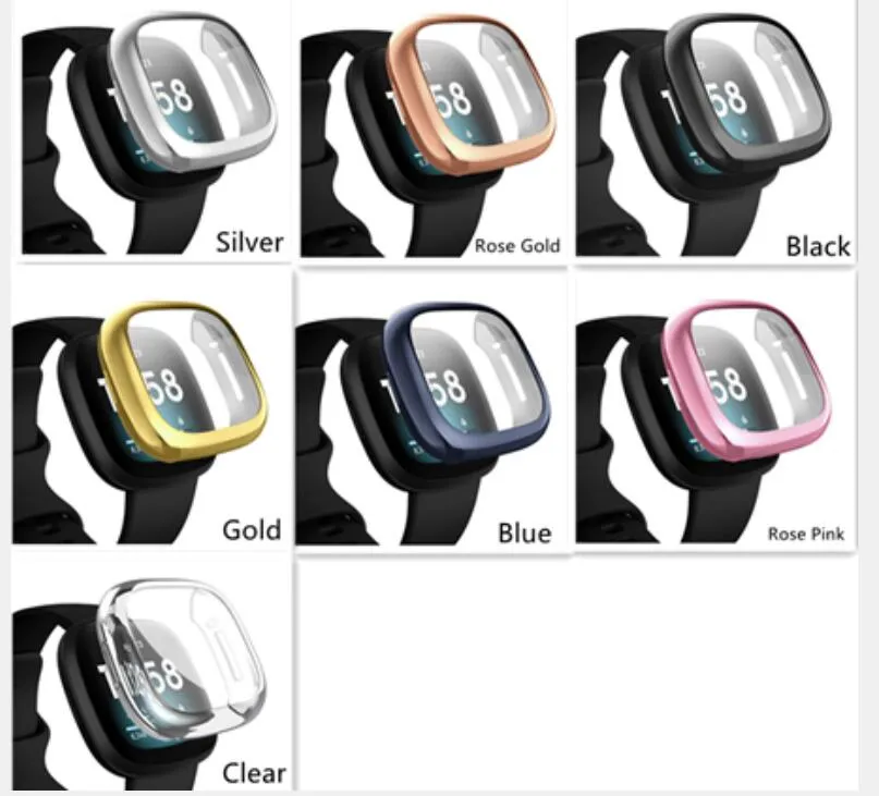 Caso de la cubierta completa de ultra delgada suave protector de pantalla para Fitbit Versa 3