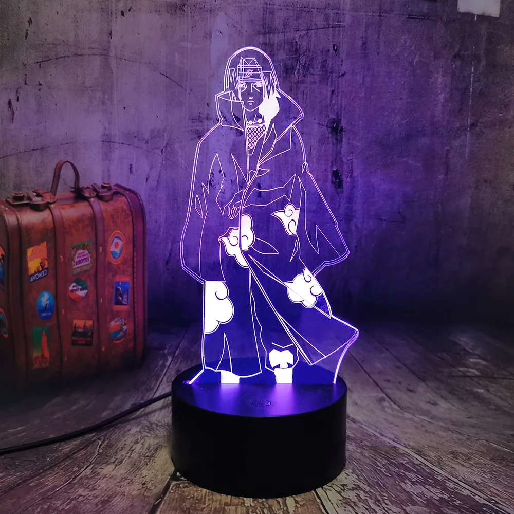NARUTO Night Light Uchiha Itachi 3D LED Illusion 7 Xmas Y200811