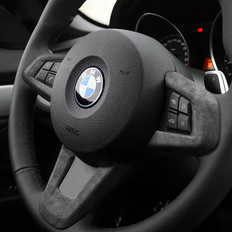 ALCANTARA Leather Steering Wheel Cover Trim Black Sticker For BMW