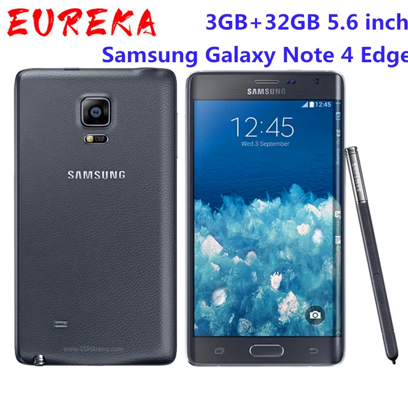 Original Samsung Galaxy Note 4 Edge N915A N915T N915P N915V N915F 3GB/32GB 5,6 tum 16MP olåst Renoverad telefon