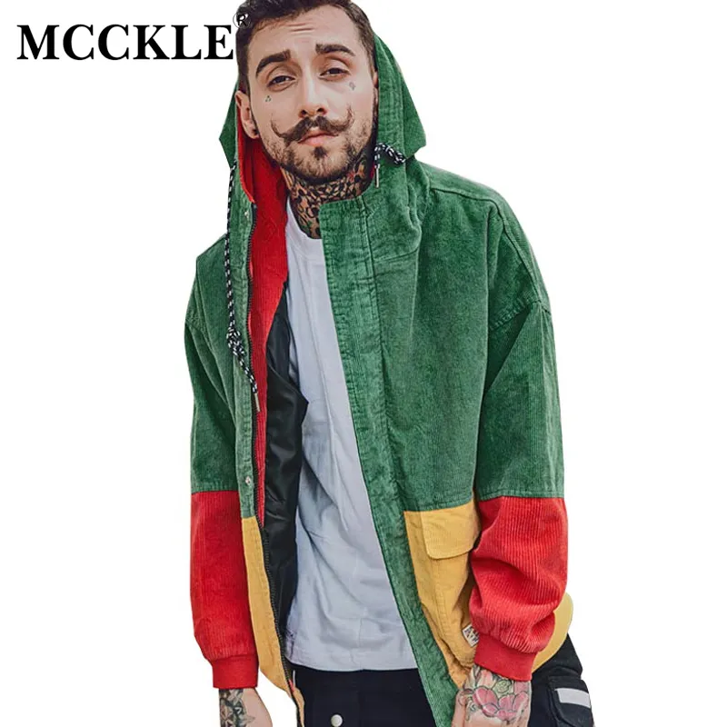 MCCKLE Mens Autumn Color Block Patchwork Corduroy Mens Hooded Fleece Hip Hop Style Streetwear Outerwear 2020 From Clothingforchoose 30.5 DHgate.Com