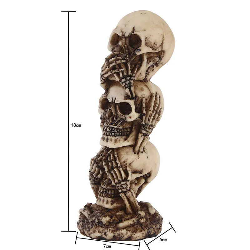 Halloween Standbeeld Decor Horror 3 Laag Schedel Standbeeld Ornament Thuis Bureau Aquarium Decor Gift Festival Party Decoratie Benodigdheden 72 Y276N