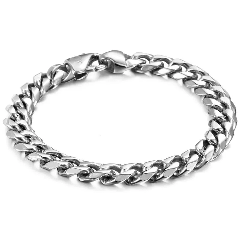 Davieslee 11mm Bracelet mâle chaîne à maillons cubains Bracelet en acier inoxydable 316L pour hommes garçons couleur or argent 8 9 pouces DHB5142222