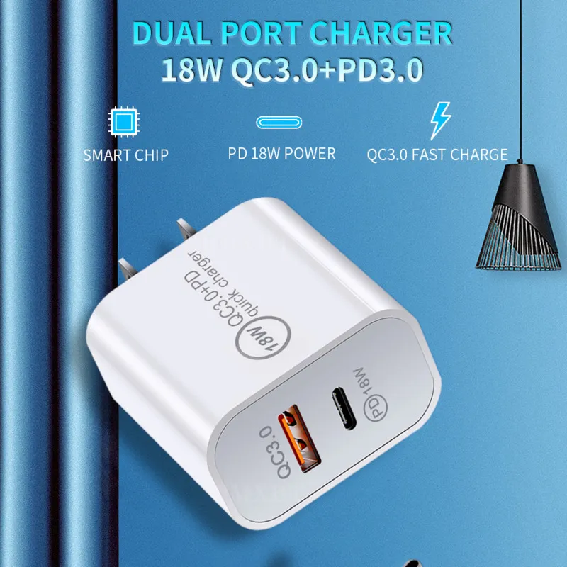 thumbnail image 2 of 20W USB C PD Wall Charger – Dual Ports Fast Charging Block With QC 3.0 – For Apple & Universal Devices 2 of 6