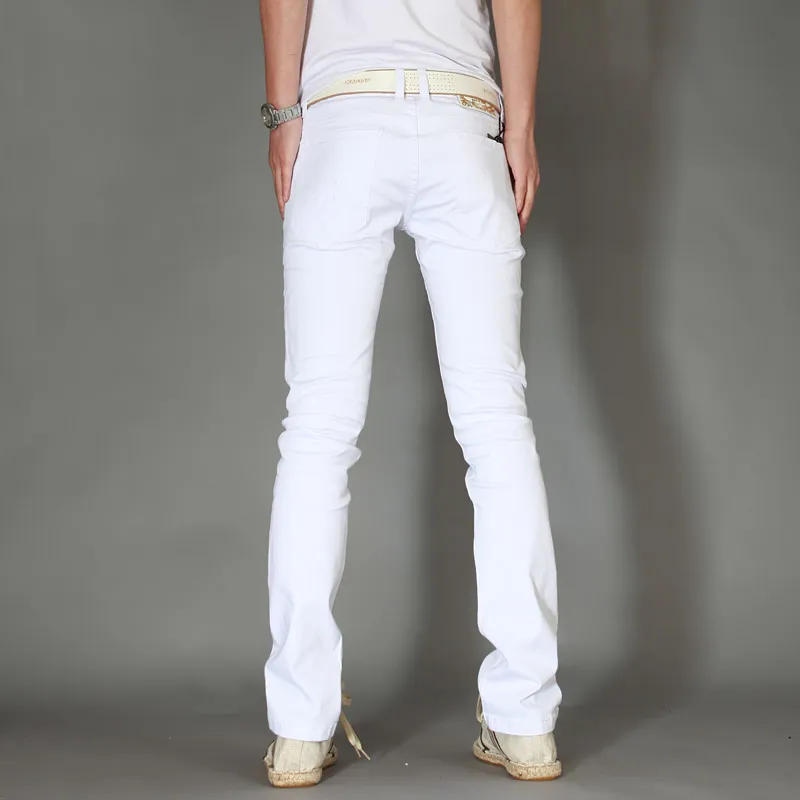 Vita jeans män bomull cowboy byxor män mode affärer fritid smal elastisk rengöring jeans 28-402796