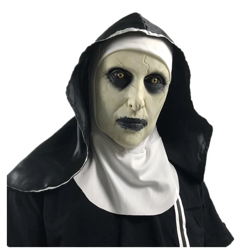 The Nun Latex Mask Terror Face Full Head Masks Scary Cosplay Costume Halloween Party Props JK2009XB