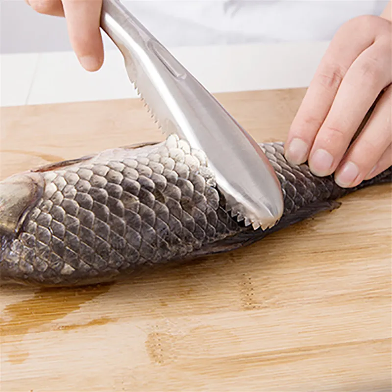 Roestvrijstalen reiniging vismes vis huidborstel schone remover peeler schraper keuken gadget zeevruchten reinigingsmiddelen