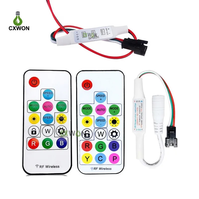 LED Strip Light Controller Mini 3/14/17 Key RF Remote For DC5 24V ...
