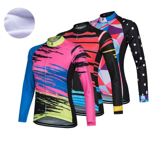 Kvinnors grafik Vintercykeljackor 2024 Cycling Jersey Ropa Ciclismo Thermal Fleece Bicycle Maillot Clothing