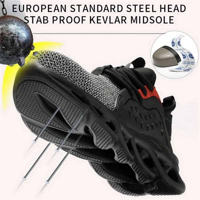 Boot For Men Anti-Smashing Construction Steel Toe Cap Chaussures de travail Indestructible Safety Sneakers Y200915