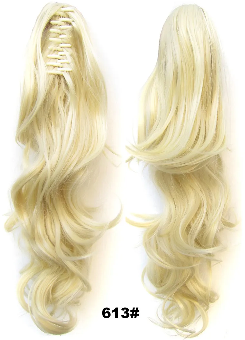 613 # Blond Pazur Exentions Exentions na I Capelli Ponytail 55 CM 160g Proste Perruques De Cheveux Humains Wiązki CP333