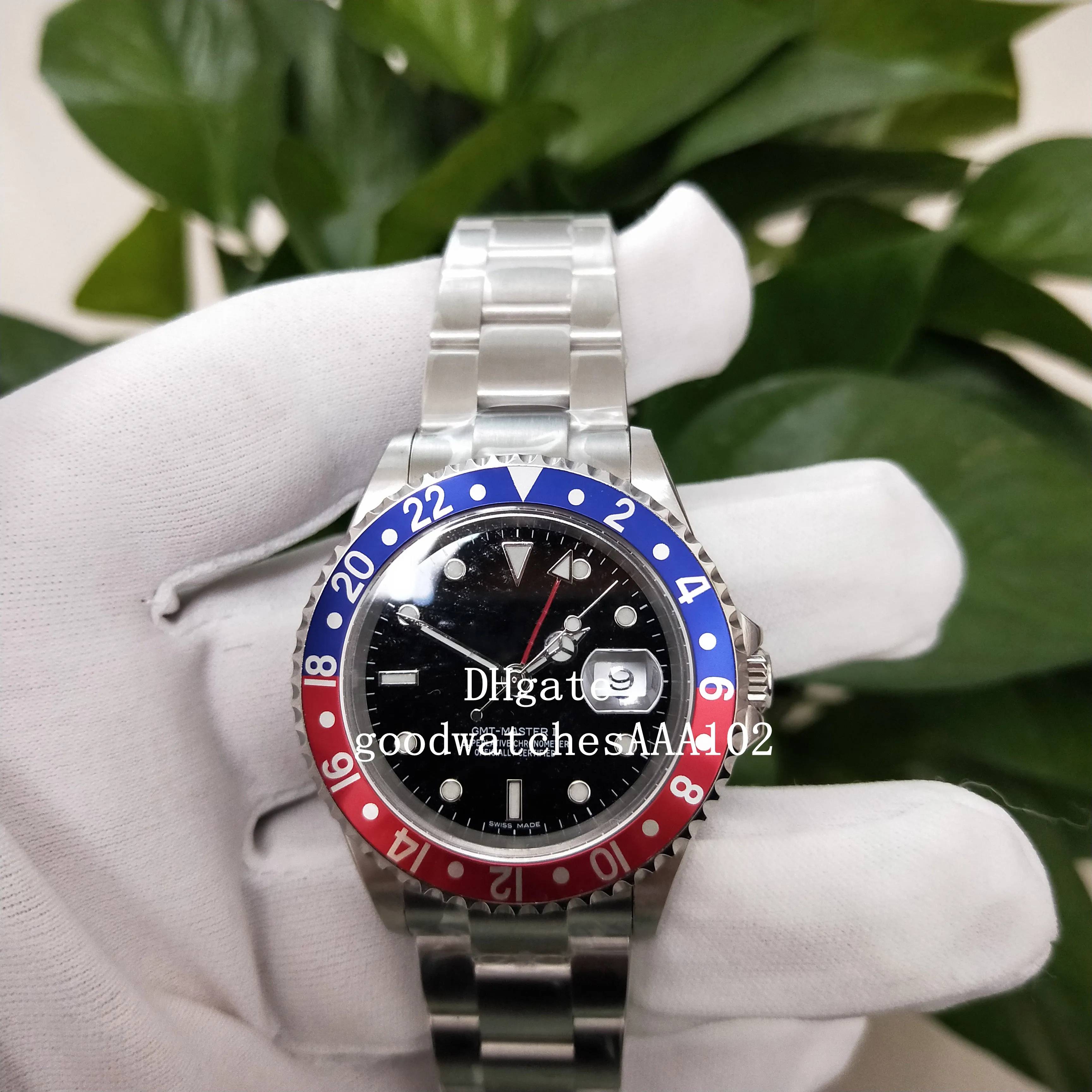 Klasik Serisi BP 2813 Hareket Orologio classico con regolazione indipendente Gmt II Pepsi 126719 Siyah Dial Otomatik Erkek İzle