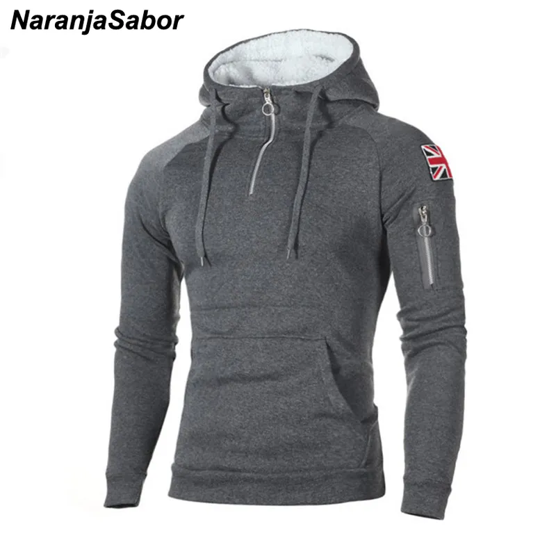 NaranjaSabor Hommes Zipper Hoodies Casual Sweat Hommes Automne Fasion À Capuche Épais Hoodies Hip Hop Homme Marque Vêtements N624 200923