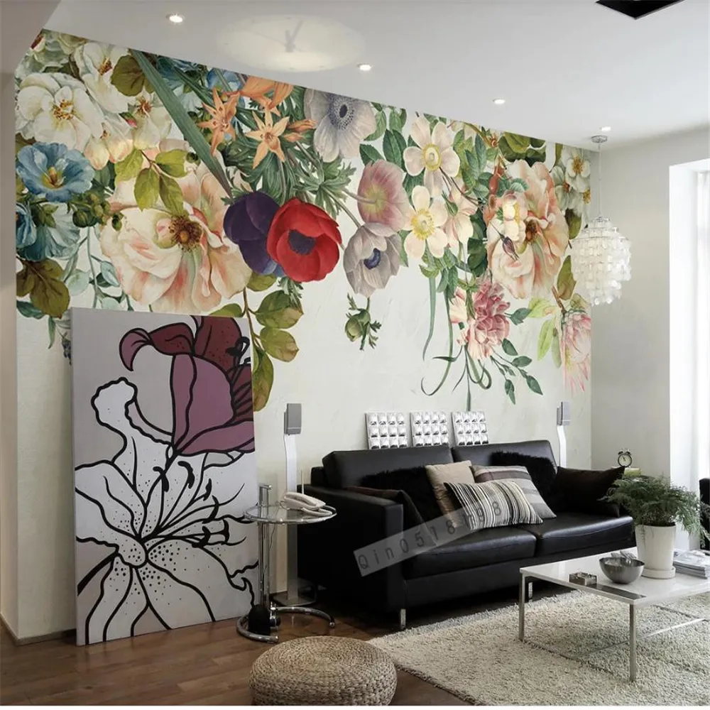 Vintage Hand Painted Rose Flower Vine Flower Wallpaper Hd Customizable ...