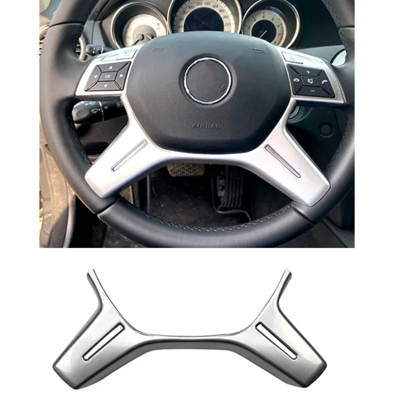 Autoadesivo della copertura della cornice del volante dell'ABS argento dell'automobile per Mercedes Benz C E GLK CLS Classe M W204 W212