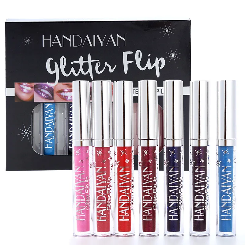 Handaiyan 7pcs Glitter lipgloss set glanzende lipgloss vloeibare lippenstift set geschenk lippenstiftset