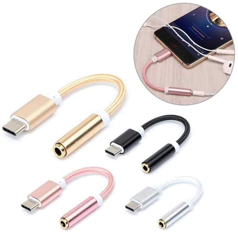 USB Type C to jack 3.5 mm Headphone Type-c Adapter Converter Audio Adaptor for Samsung S8 S9 Xiaomi Huawei Letv Leeco Le Max 2 S3 Pro 3