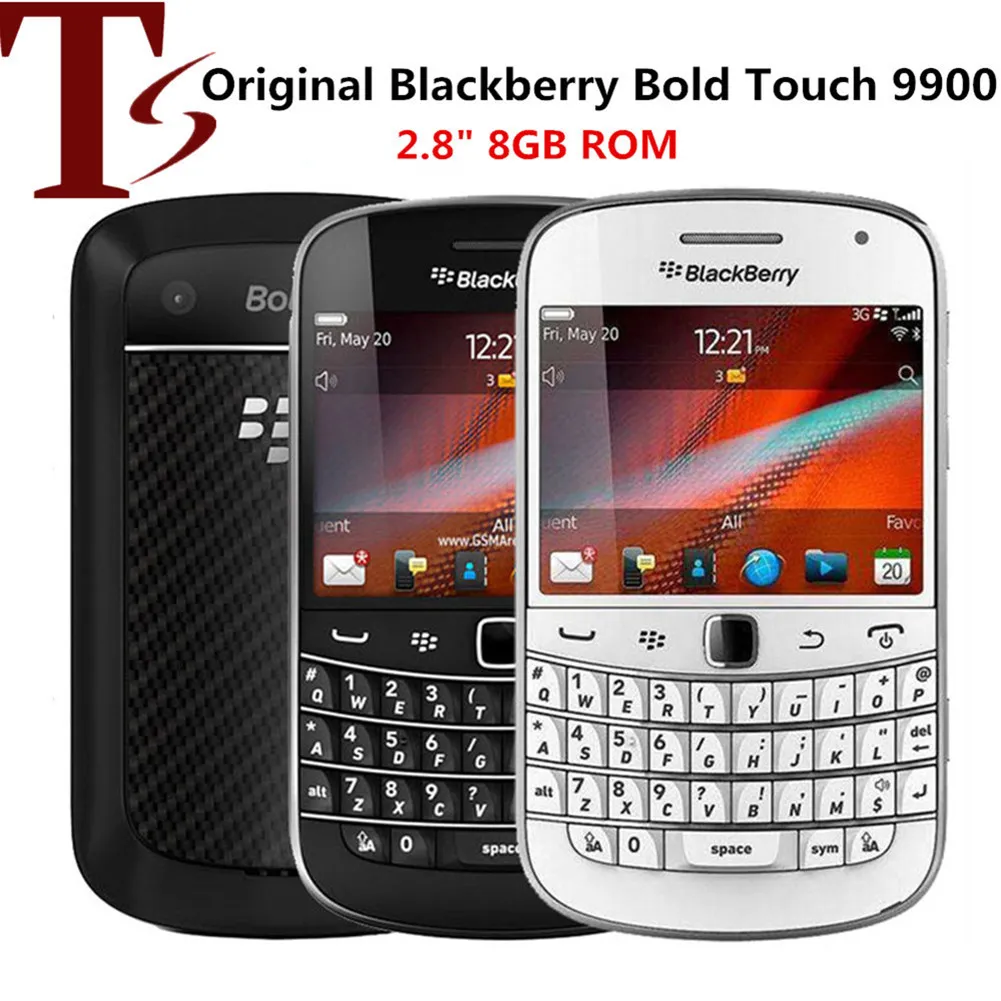 Odnowiony Oryginalny Blackberry Bold Touch 9900 Telefony 2,8 calowy 8 GB ROM 5MP Kamera Dotyka ekranu Telefon komórkowy 3G