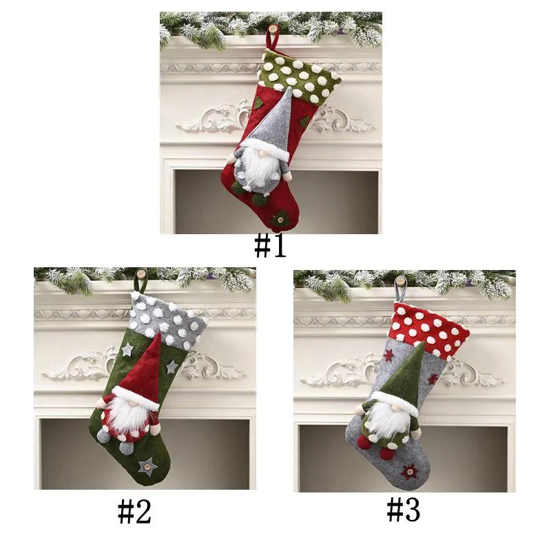 Christmas Socks Gift Bag Christmas Decorations Children Candy Sock Gift Socks Lamb Faceless Doll Xmas Pendant Indoor Gift Bags Supply CGY853