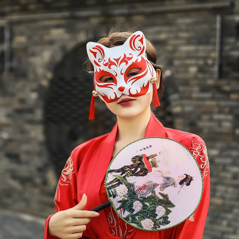 Japanese Kitsune Fox Mask Cosplay LED Light Up Masquerade Mask Halloween  Costume Animal Mask 