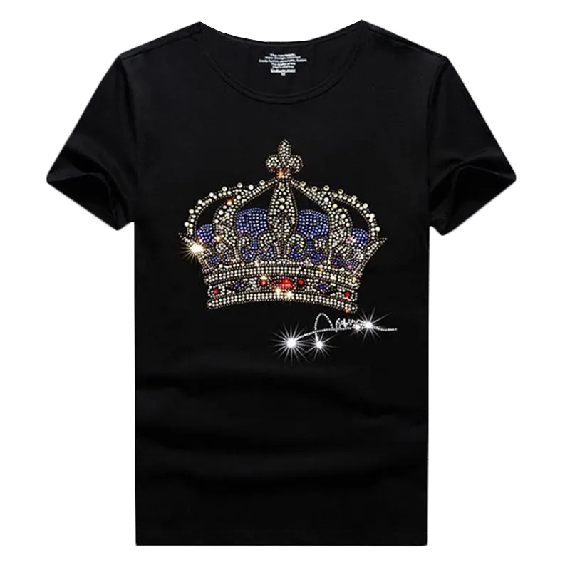 Multi-design Mens Brilliant Rhinestone Short Sleeves Tops Slim Fit T-shirts Crew Neck Tee Shirts Summer Casual Streetwear