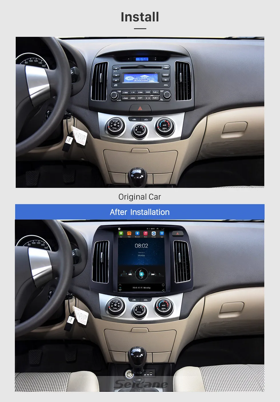 Android 9.1 9.7 inch GPS Navigation Radio for 2011-2016 Hyundai Elantra with HD Touchscreen Bluetooth AUX support Carplay DVR