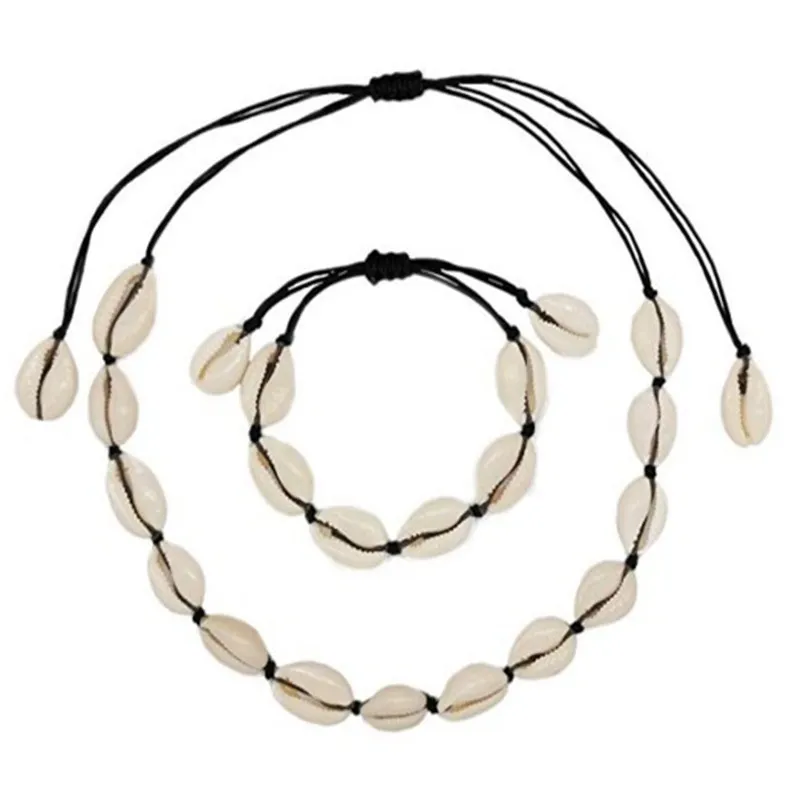 Серьги ожерелье женская мода регулируемая натуральная раковина морская веревка кофера браслет ювелирные изделия DIY