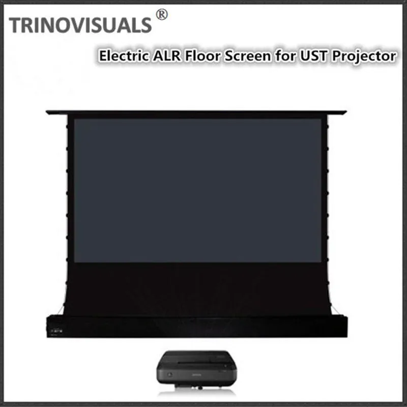 Trinovisuals-Pantalla de proyector enrollable para suelo eléctrico