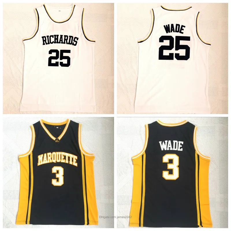 Richards 25 Dwyane 3 Wade High School Jerseys Men All ED Basketball Jersey Ademend sportuniformen Topkwaliteit