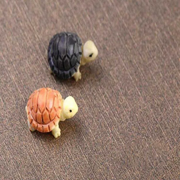 Turtle Fairy Garden Miniature Mini animal Tortoise resin artificial craft bonsai Garden Decoration 2cm 2 colors DHL Free Shipping