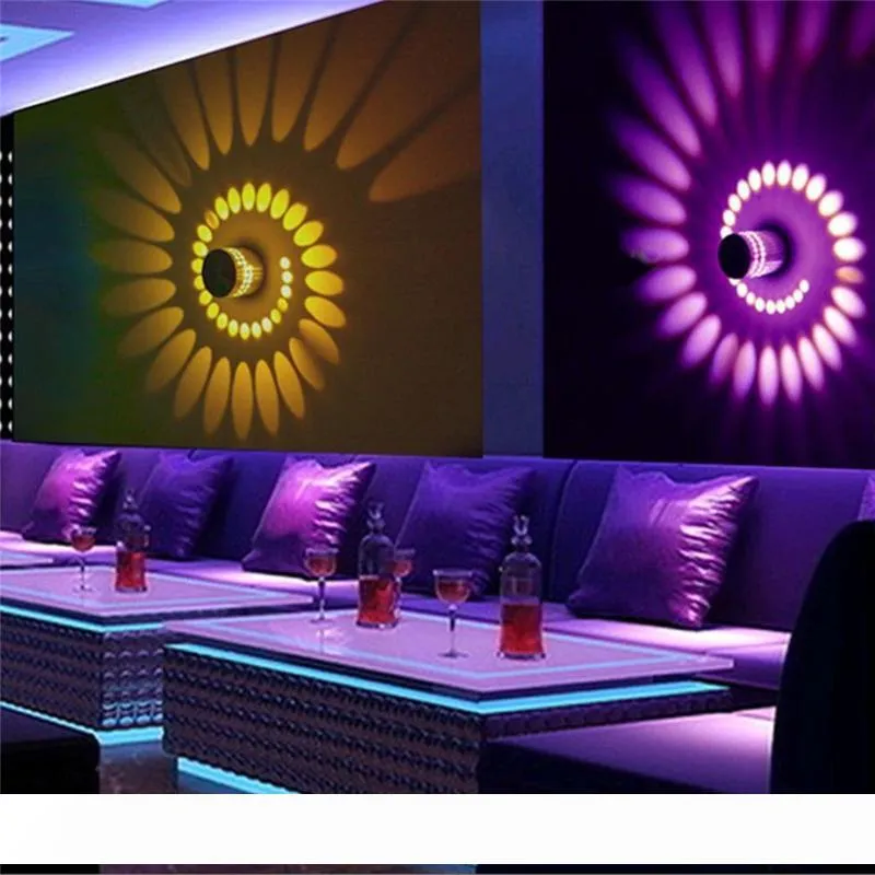 RVB Spirale Trou de mur de LED Lumières Effet lampe mur avec télécommande coloré pour Party Lobby Bar KTV Accueil Décoration
