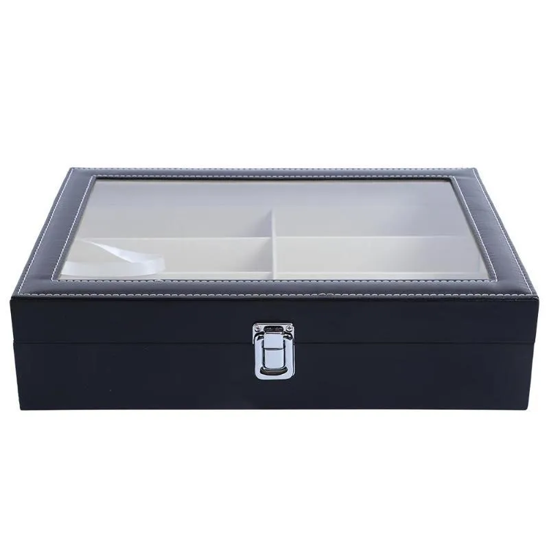 Fashion 8 Grid Glasses Storage Box Corrosion PU Leather Eyeglass Box Portable Travel Glasses Display Collector Organization Box LJ300w