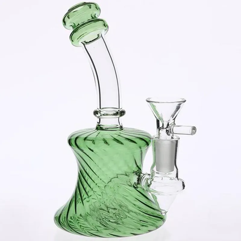 Thick Glass 16cm Hookahs Tall Green Glass Bongs Bowl Joint 14.4mm Two Fuction Mini Bong Water Pipes