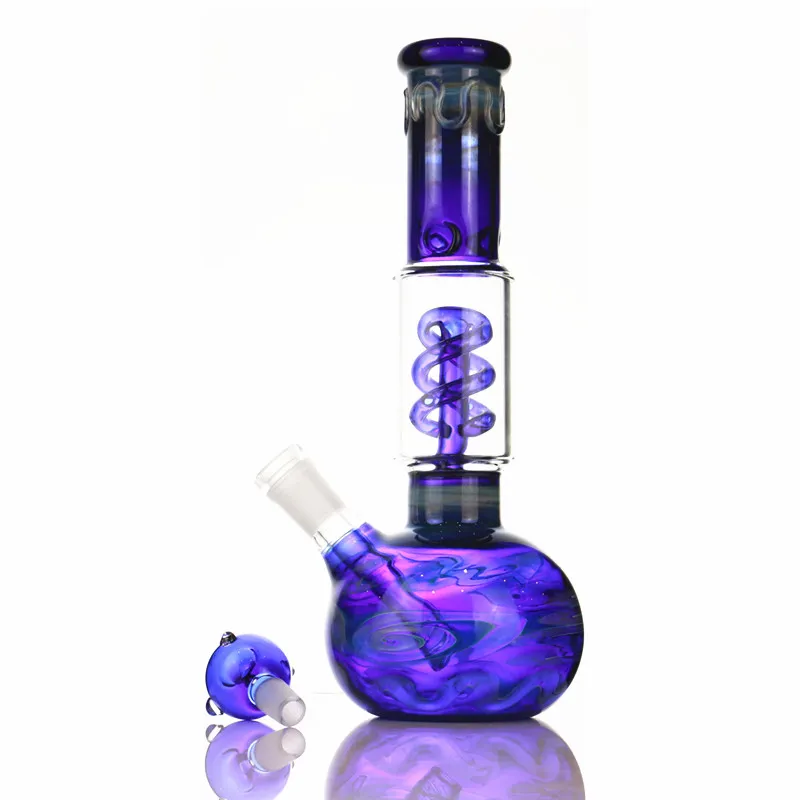 Szklane hakie 11 cali Bong Water Bongs „Purple Enchanress” Spring Percolator Bong Bong Odrębny szkicowanie wody