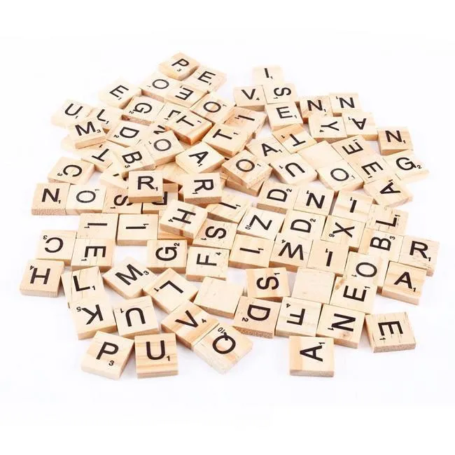 Trä Alfabet Scrabble Tiles Black Letters Numbers För Hantverk Trä