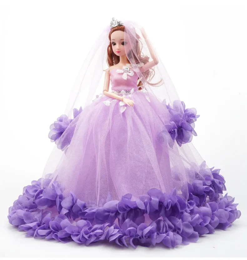 40cm Brautkleid Barbie-Puppe Prinzessin-Abend-Partei-Kleidung Bunte Trägt langes Kleid Outfit Set Accessoires Kinder-Mädchen-Geburtstags-Geschenk