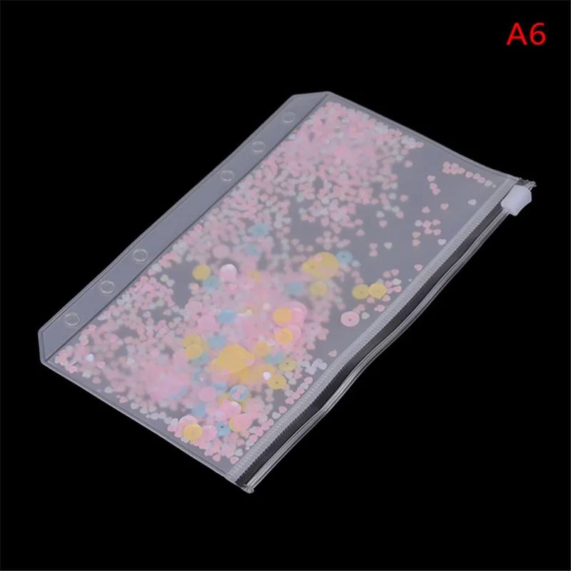 Aful Creative Macarons Binders Notebook Shell Loose-leaf Notepad Spiral Binder Inside Page Glitter Transparent Storage Bag