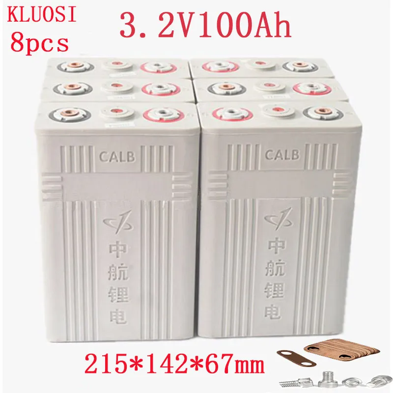8 Stück 3,2 V 100 Ah Lifepo4-Batterie Lithium-Eisenphosphat-Zellenbatterien NEU CALB ca100 Kunststoff 12 V 200 Ah 24 V 100 Ah für Solar-RV-Pack